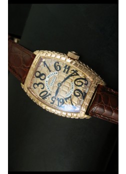 Franck Muller Casablanca Gold Croco Reloj con Caja de Oro