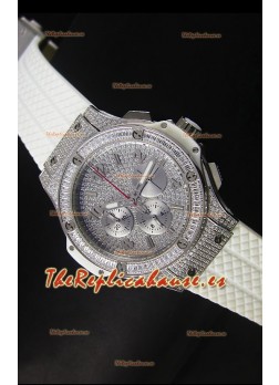 Hublot Big Bang Rose Acero Inoxidable Movimiento de Cuarzo en Correa Blanca