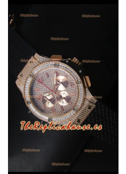 Hublot Big Bang Reloj en Oro Rosado con Movimiento de Cuarzo en Correa Blanca
