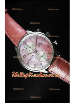 IWC Portuguese Cronógrafo Reloj Réplica Suizo Dial en Rosa Perla - Edición Réplica Espejo 1:1