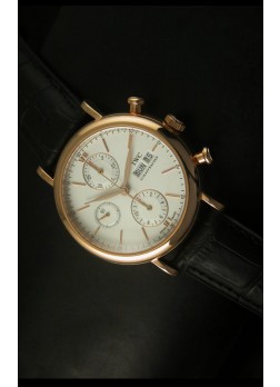 IWC Portofino Reloj Suizo Cronógrafo Caja en Oro Rosado Dial Blanco