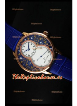 Jaquet Droz Grande Seconde Reloj en Oro Rosado Dial Azul Grand Feu paillonné-enameled