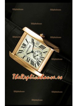 Cartier Tank Anglaise, Reloj Réplica Japonesa Oro Rosado, Dial color Blanco, tamaño 34MM