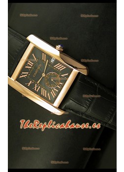 Cartier Tank Anglaise, Reloj Réplica Japonesa Oro Rosado, Dial color Blanco, tamaño 34MM