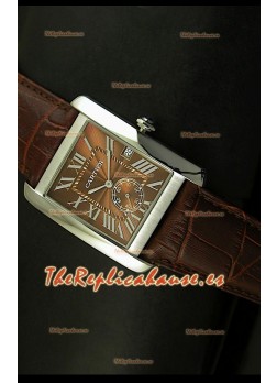 Cartier Tank Anglaise, Reloj Réplica Japonesa, caja de Acero, Dial color Marrón, tamaño 34MM