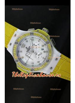 Hublot Big Bang para mujeres, Edición Tutti Frutti, Correa Amarilla, tamaño 34MM