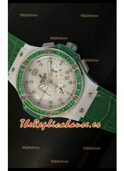 Hublot Big Bang para mujeres, Edición Tutti Frutti, Correa Verde, tamaño 34MM