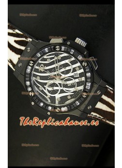 Hublot Big Bang Edición White Zebra Bang, Reloj 34MM, caja con recubrimiento PVD en negro
