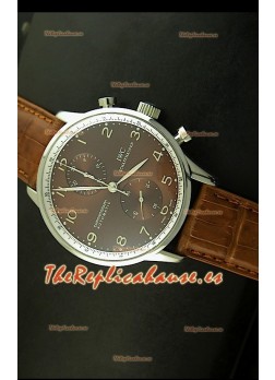 IWC Portuguese Reloj Réplica Suiza cronógrafo en Acero, edición réplica, escala 1:1