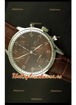 IWC Portuguese Reloj Réplica Suiza cronógrafo en Acero, edición réplica, escala 1:1