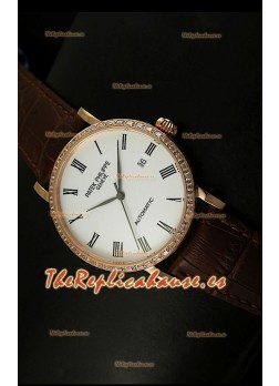 Patek Philippe Calatrava 5120 Reloj Réplica Suiza en Oro Rosado - Horas en Números Romanos