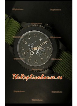 Rolex Submariner Edición STEALTH Reloj Réplica Suiza, correa verde