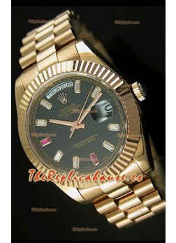 Rolex Day Date II, Reloj Réplica Suiza 41MM - Dial Negro - réplica en escala 1:1