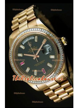Rolex Day Date II, Reloj Réplica Suiza 41MM - Dial Negro - réplica en escala 1:1