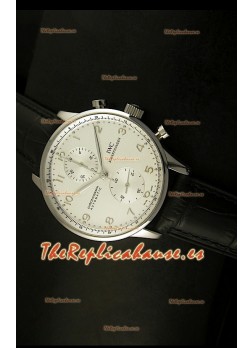IWC Portuguese Reloj Réplica Suiza cronógrafo en Acero, edición réplica, escala 1:1