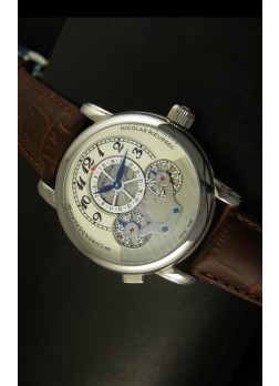 Mont Blanc Nicolas Riessec Caja de Acero Inoxidable Dial Blanco