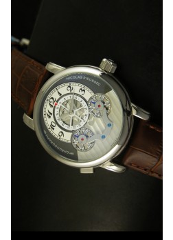 Mont Blanc Nicolas Riessec Caja de Acero Inoxidable Dial Blanco Dial Gris