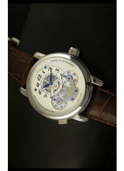 Mont Blanc Nicolas Riessec Caja de Acero Inoxidable Dial Blanco