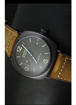 Panerai Radiomir PAM505 Reloj Suizo Sello Negro Edición 3 Dias con Caja revestida en DLC