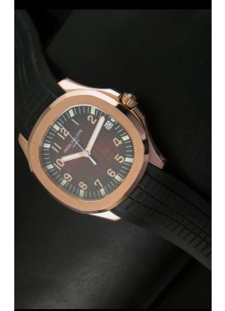 Patek Philippe Aquanaut Reloj en Oro Rosado Dial en color Marrón - Réplica a escala 1:1