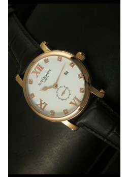 Patek Philippe Calatrava Marcadores de Hora en Diamantes de Oro Rosado