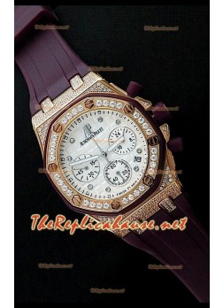 Audemars Piguet Royal Oak Cronógrafo para Señoras con Esfera Blanca y Oro Rosa
