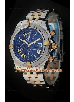 Breitleng Chronomat Evolution Reloj Dos Tonos con Esfera Azul Clara