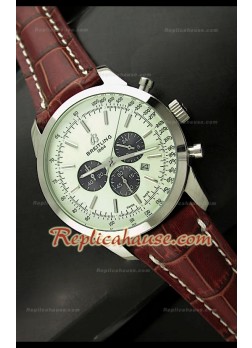 Breitleng Transocean Reloj Japonés de Cuarzo con Esfera Blanca
