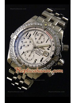 Breitleng Chronomat Evolution Reproducción Reloj Suizo con Diamantes en Bisel