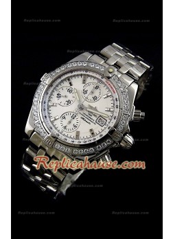 Breitleng Chronomat Evolution Reproducción Reloj Suizo con Diamantes en Bisel