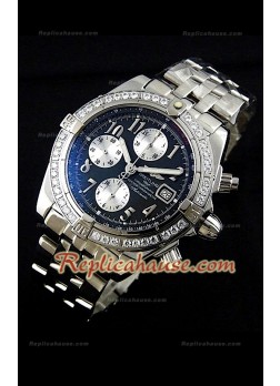 Breitleng Chronomat Evolution Reproducción Reloj Suizo con Diamantes en Bisel