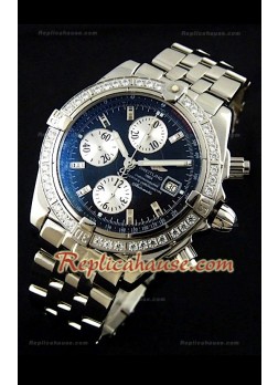 Breitleng Chronomat Evolution Reproducción Reloj Suizo con Diamantes en Bisel
