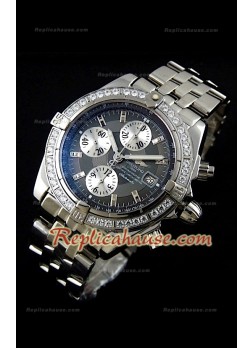 Breitleng Chronomat Evolution Reproducción Reloj Suizo con Diamantes en Bisel