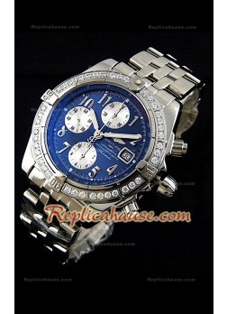 Breitleng Chronomat Evolution Reproducción Reloj Suizo con Diamantes en Bisel