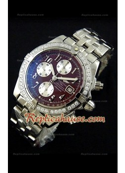 Breitleng Chronomat Evolution Reproducción Reloj Suizo con Diamantes en Bisel