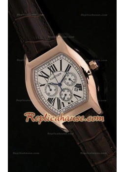 Cartier Tortue Reloj Cronógrafo Japonés de Cuarzo en Oro Rosa
