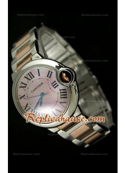 Ballon De Cartier Reproducción Reloj Suizo   - Reloj Mediano Dos Tonos - 38MM