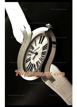 Delices De Cartier Reloj Réplica para Señoras en Piel Blanca