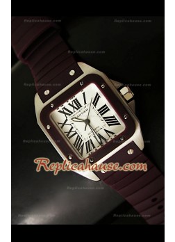 Cartier Santos 100 Reloj Automático Suizo para Señoras en Negro  - 33MM