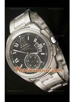 Calibre De Cartier Reloj Automático Japonés con Esfera de color Negro