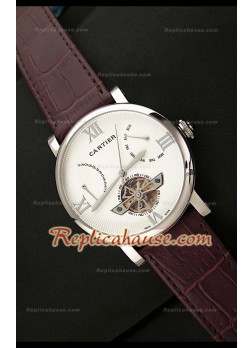Cartier Tourbllon Reproducción Japonesa del Reloj con Esfera Blanca