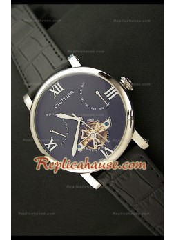 Cartier Tourbllon Reproducción Japonesa del Reloj con Esfera de color Negro