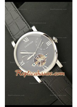 Cartier Tourbllon Reproducción Japonesa del Reloj con Esfera Gris