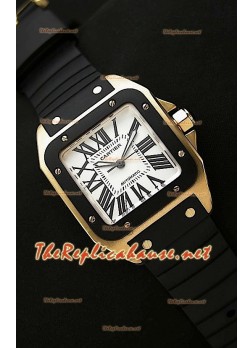 Cartier Santos 100 Reloj Suizo para Señoras en Oro Rosa - 33MM - Réplica a Escala 1:1