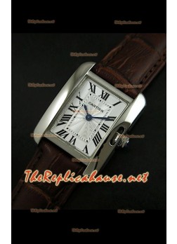 Cartier Tank Française para damas malla marrón con estuche de acero.