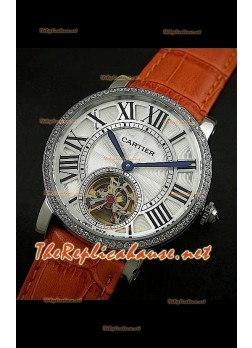 Cartier Calibre turbillón japonés malla marrón claro