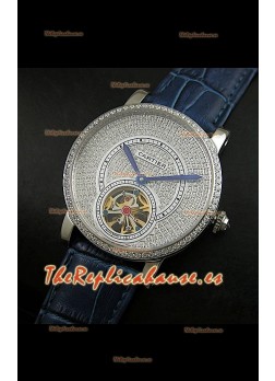 Cartier Calibre turbillón japonés con esfera de diamante malla azul