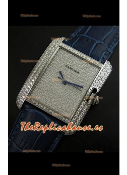 Cartier Tank Anglaise para damas Réplica Cascasa de acero/Malla púrpura