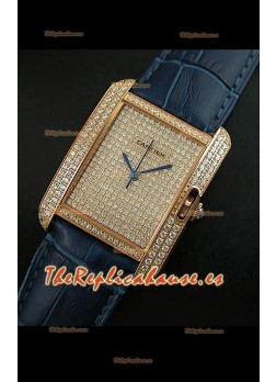 Cartier Tank Anglaise para damas Réplica Cascasa de oro/Malla púrpura