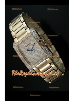 Cartier Tank Anglaise para damas Réplica Cascasa de oro amarillo/Malla 